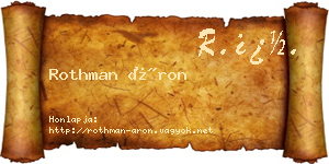 Rothman Áron névjegykártya